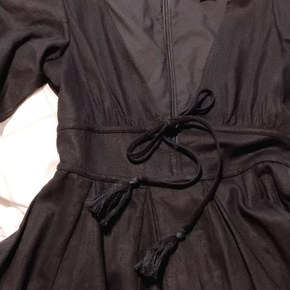 Plunge Neck Short Black Dress - Picture 4 of 7